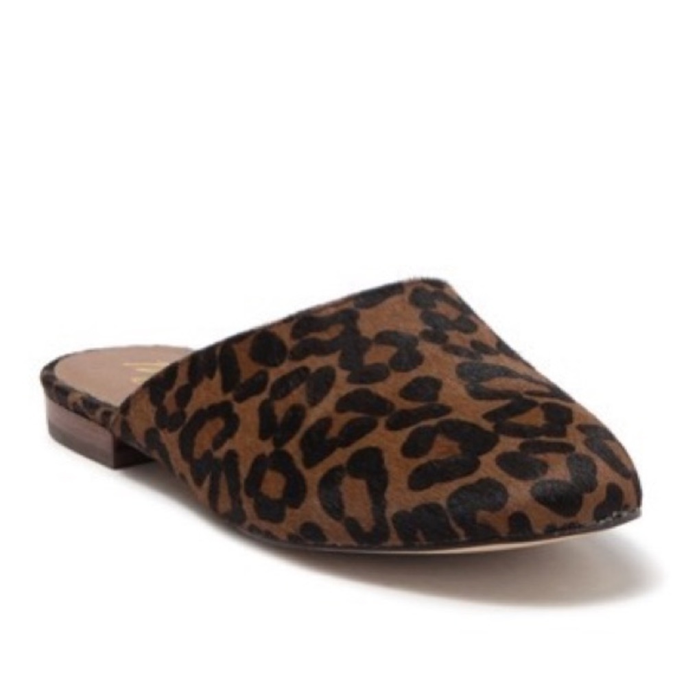 𝅺MATISSE Cowhair Zip-It Leopard Print Mules NEW 7.5